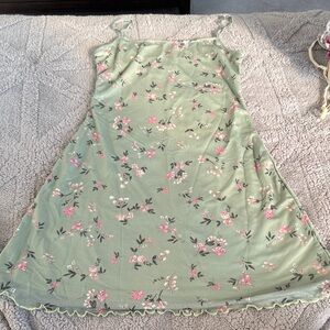 Floral Green Slip Dress